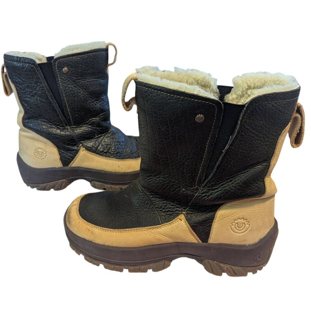 Ulu Tupik Shearling-Lined Pebbled Bison Leather Boots Brown‎ Men's Size 10